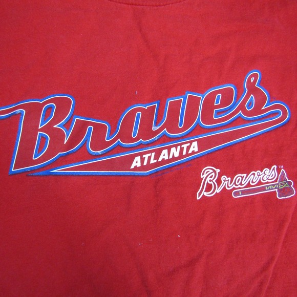 Vintage Atlanta Braves Shirt Mens Red MLB Baseball Graphic Tee CSA 2000s - Picture 3 of 7